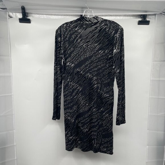 Chico's Velour Animal Print Button Up Top Long Sleeve Black/Multi Small Sheer - Picture 7 of 8